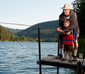 Father and son fishing 