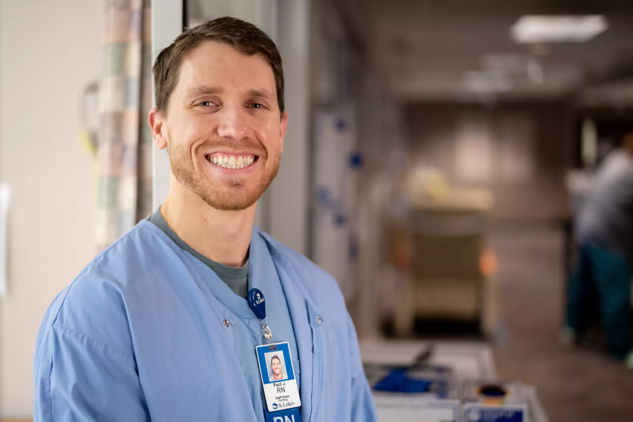 Paul, RN smiles in Aspirus St. Luke's Intensive Care Unit.