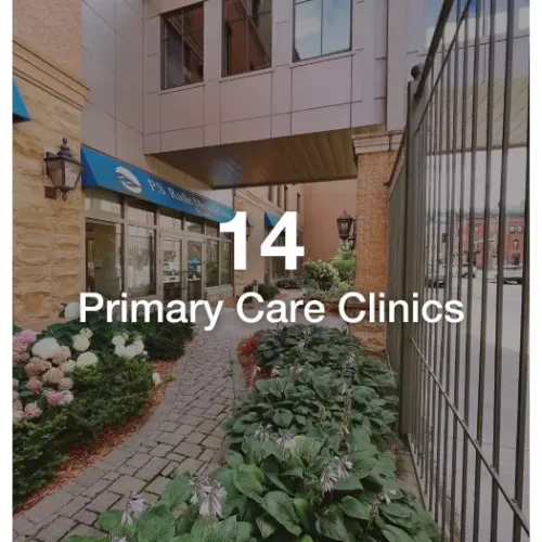St. Luke's primary care clinic with text overlay that says "14 primary care clinics."